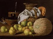 Melendez, Luis Eugenio Stell Life with Melon and Pears (mk08) Norge oil painting reproduction